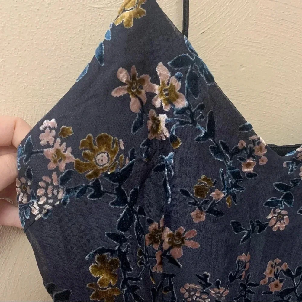 Lulus Evenings with You Dark Teal Floral Velvet Asymmetrical Dress - Picture 11 of 16